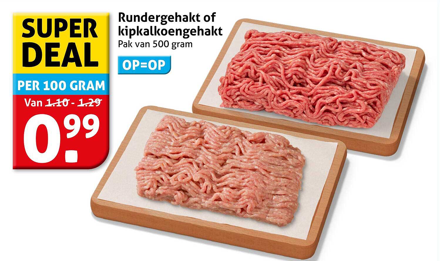 Rundergehakt of kipkalkoengehakt