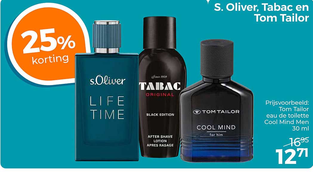 S. Oliver, Tabac en Tom Tailor 25% korting