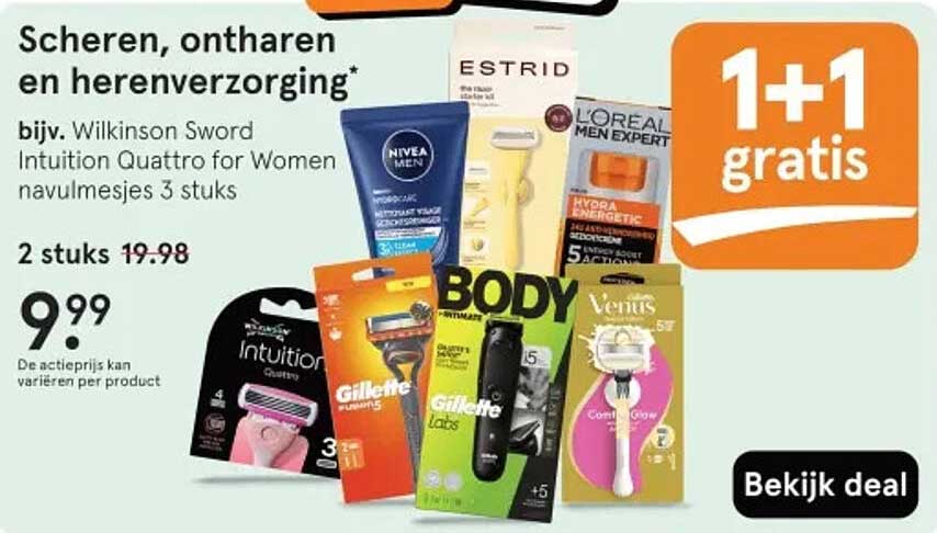 Scheren, ontharen en herenverzorging* 1+1 gratis