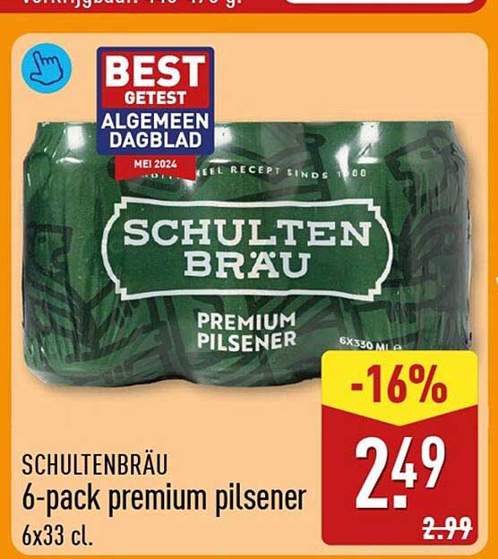 SCHULTENBRÄU 6-pack premium pilsener 6x33 cl.