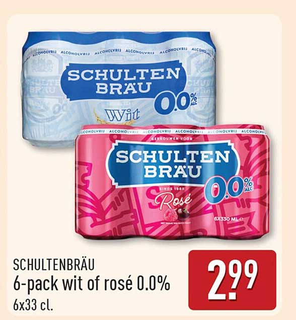 SCHULTENBRÄU 6-pack wit of rosé 0.0% 6x33 cl.