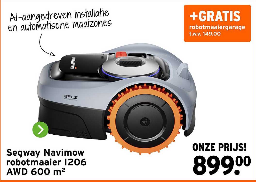 Segway Navimow robotmaaier I206 AWD 600 m² +GRATIS robotmaaiergarage t.w.v. 149.00