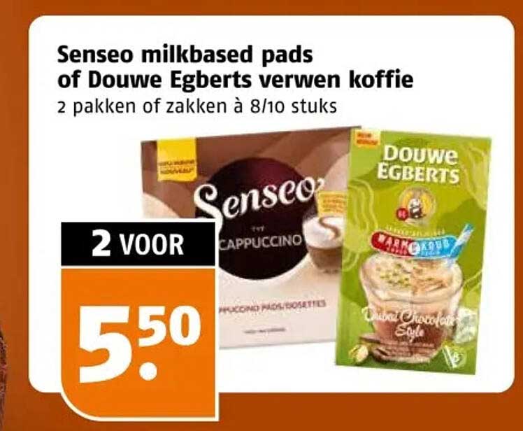 Senseo milkbased pads of Douwe Egberts verwen koffie 2 voor