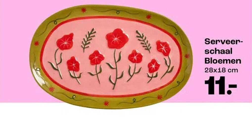 Serveer-schaal Bloemen 28x18 cm