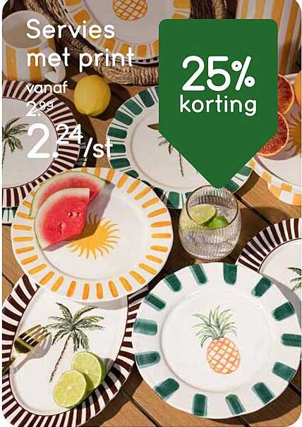 Servies met print 25% korting