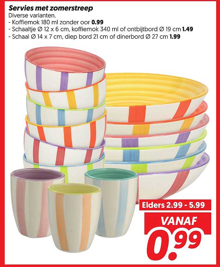 Servies met zomerstreep