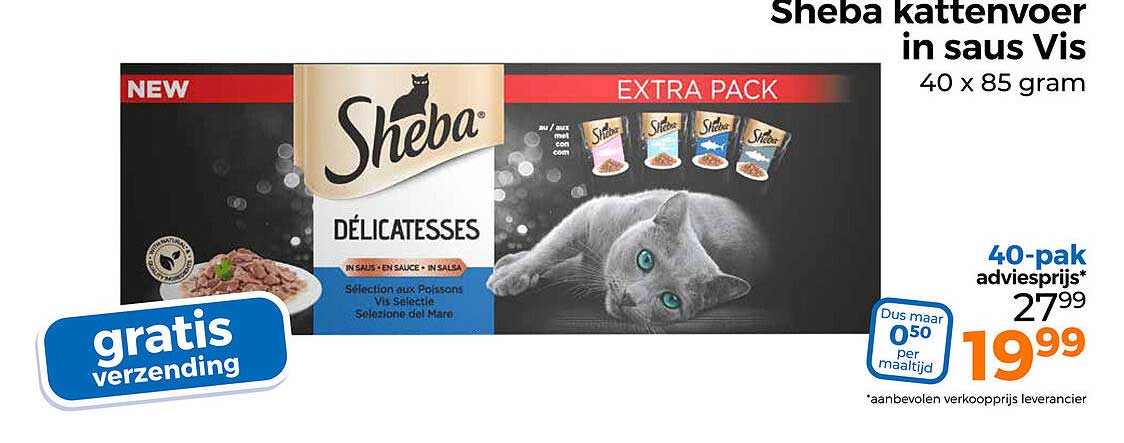 Sheba kattenvoer in saus Vis 40 x 85 gram