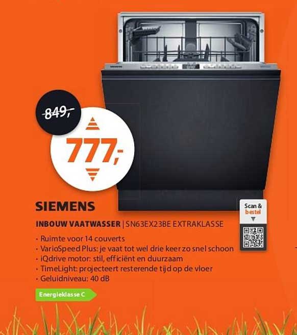 SIEMENS INBOUW VAATWASSER SN63EX23BE EXTRAKLASSE