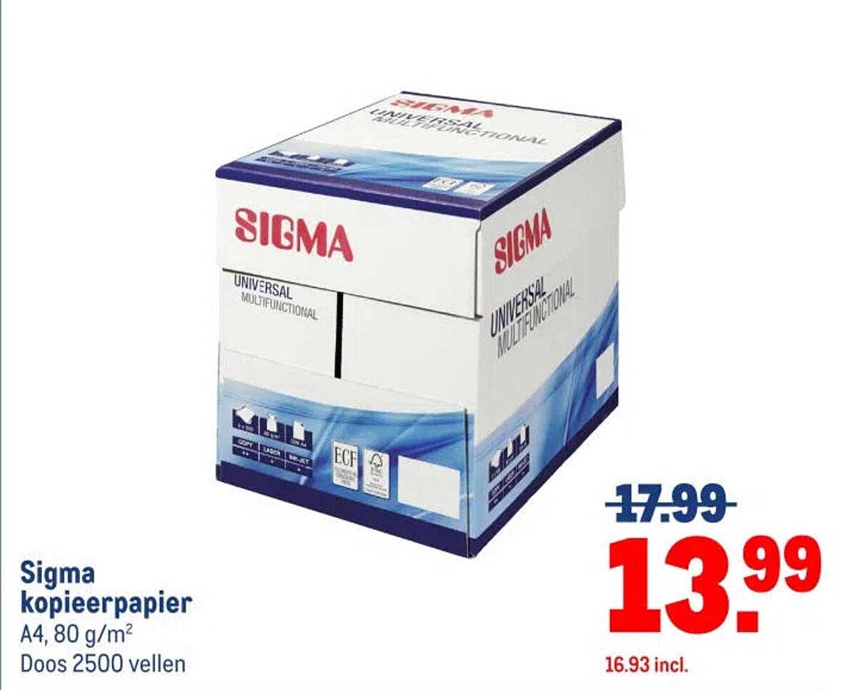 Sigma kopieerpapier A4, 80 g/m² Doos 2500 vellen