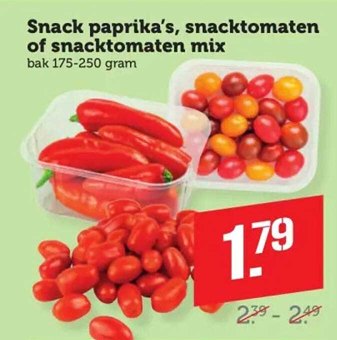 Snack paprika’s, snacktomaten of snacktomaten mix