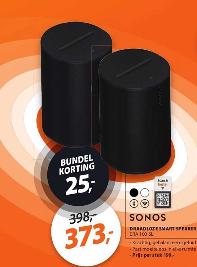 SONOS DRAADLOZE SMART SPEAKER ERA 100 SL BUNDEL KORTING 25,-