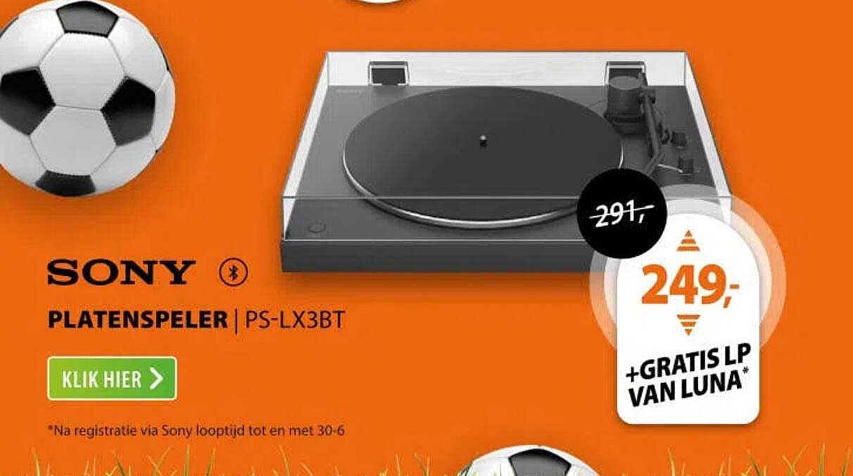 SONY PLATENSPELER | PS-LX3BT +GRATIS LP VAN LUNA*