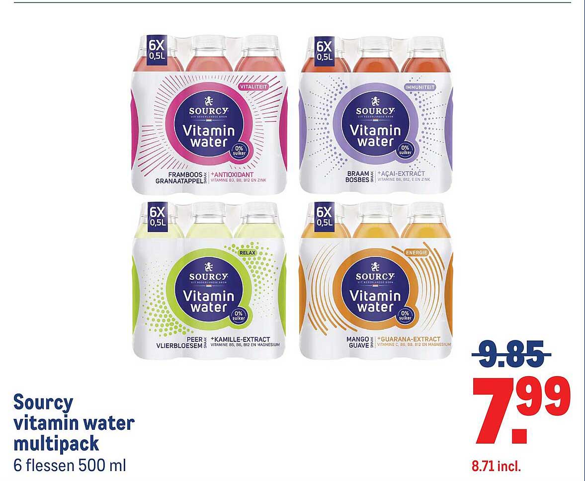 Sourcy vitamin water multipack 6 flessen 500 ml