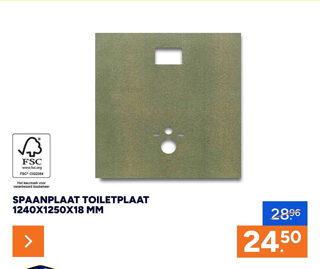 SPAANPLAAT TOILETPLAAT 1240X1250X18 MM
