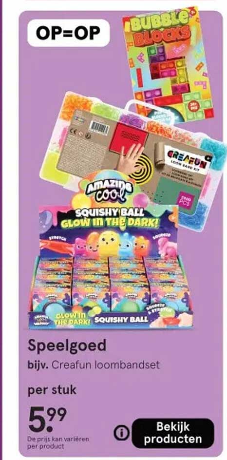 Speelgoed bijv. CreaFun loombandset per stuk OP=OP