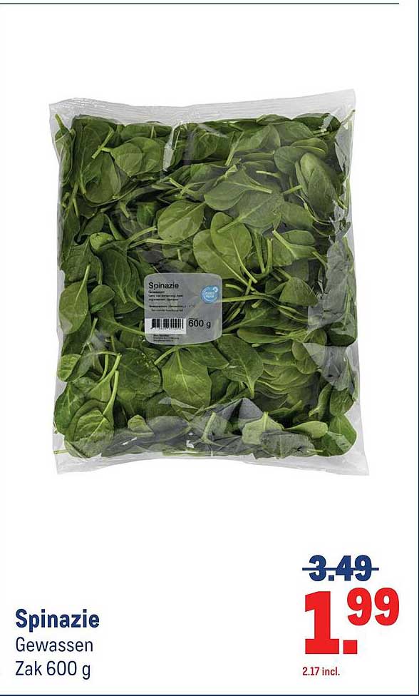 Spinazie Gewassen Zak 600 g