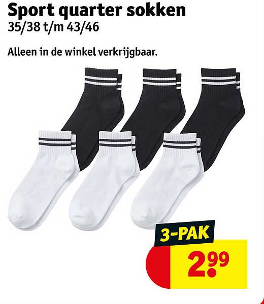 Sport quarter sokken 35/38 t/m 43/46 3-PAK