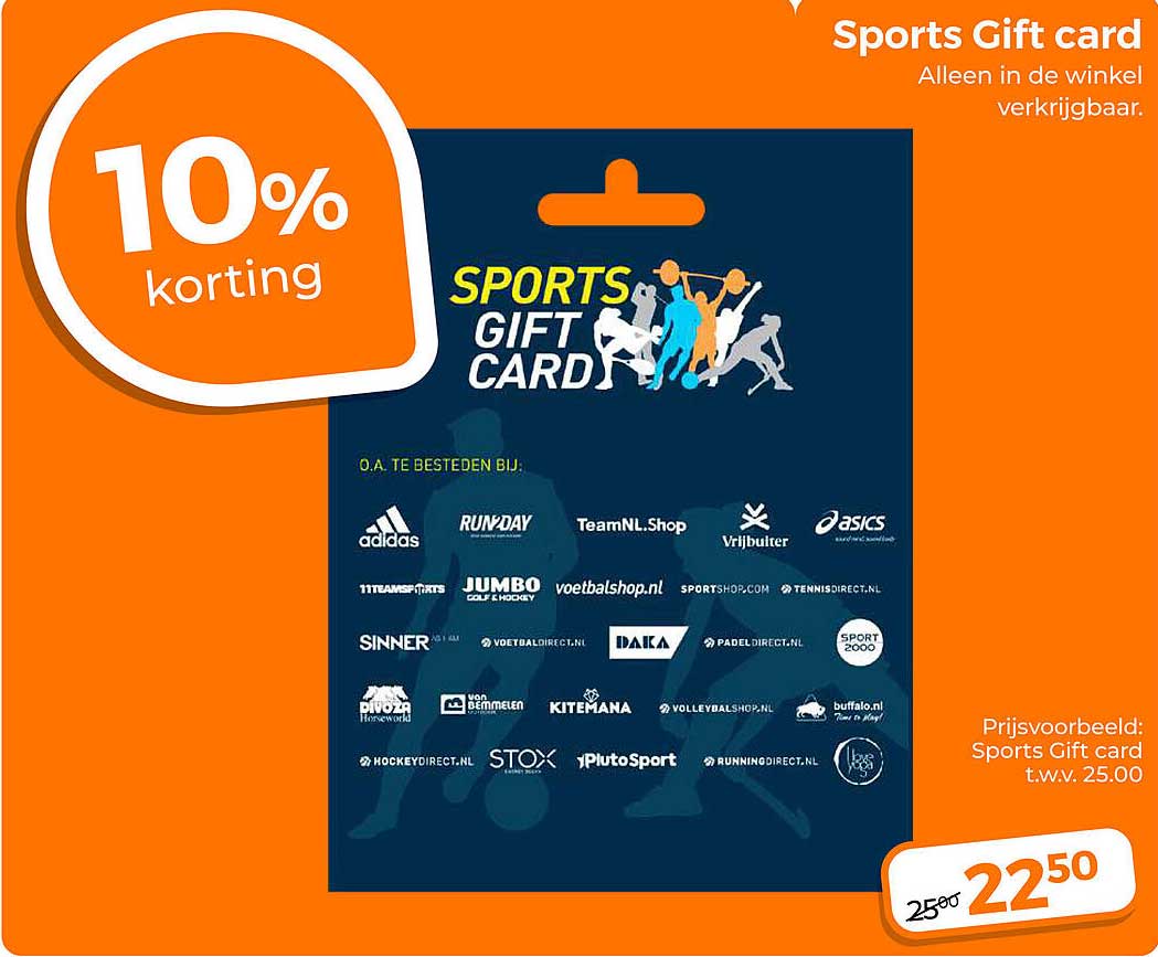 Sports Gift card 10% korting