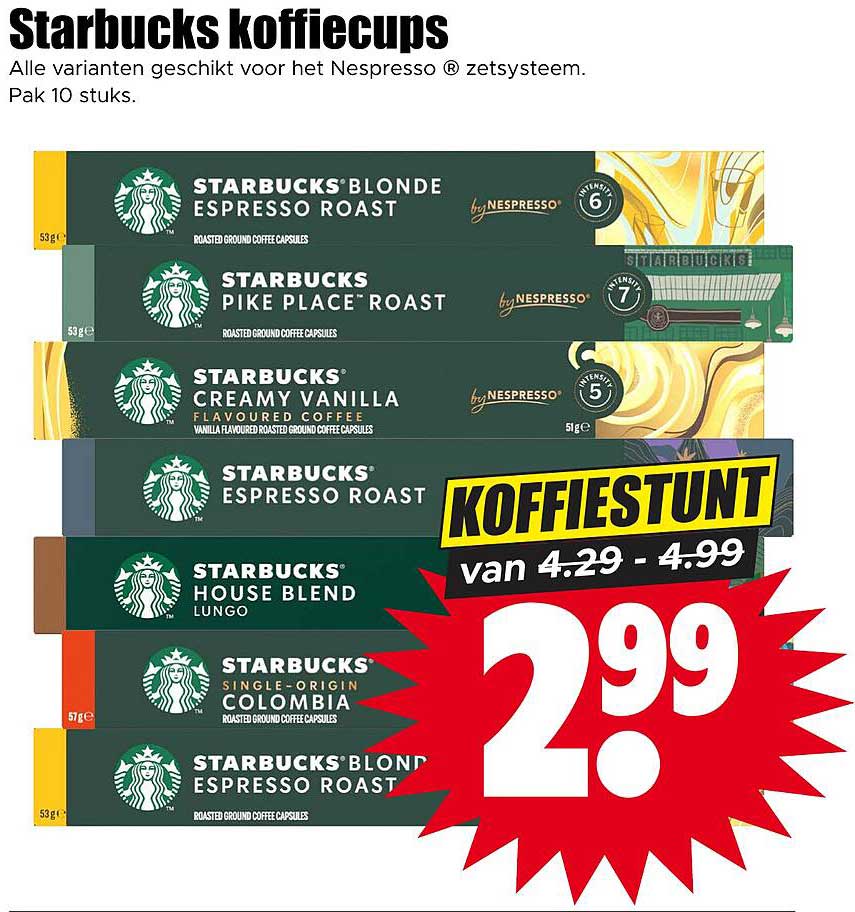 Starbucks koffiecups KOFFIESTUNT van 4.29 - 4.99
