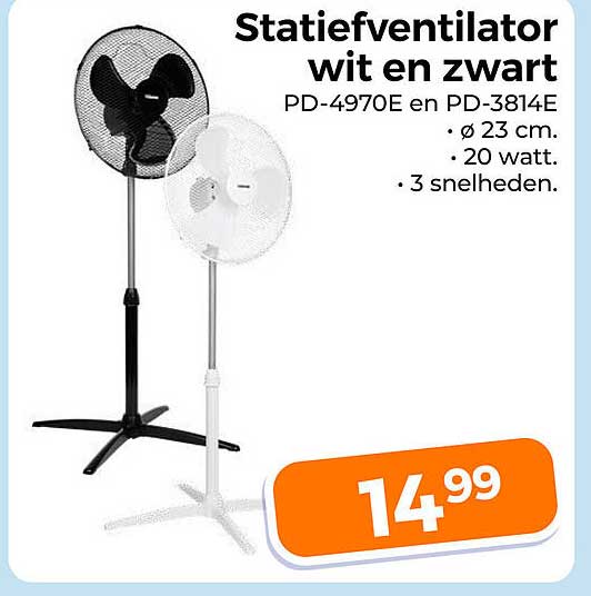 Statiefventilator wit en zwart