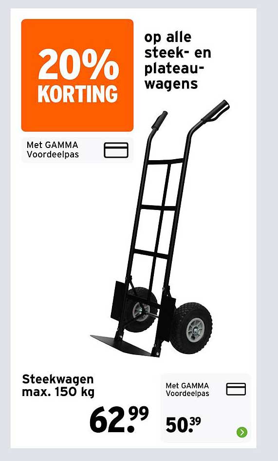 Steekwagen max. 150 kg 20% KORTING