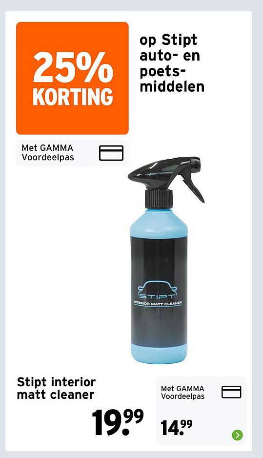 Stipt interior matt cleaner 25% KORTING op Stipt auto- en poetsmiddelen