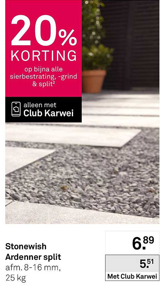 Stonewish Ardenner split 20% korting op bijna alle sierbestrating, -grind & split²