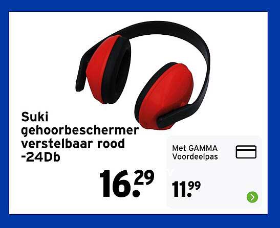 Suki gehoorbeschermers verstelbaar rood -24Db