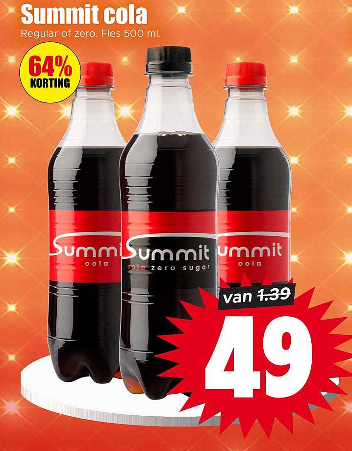 Summit cola Regular of zero. Fles 500 ml. 64% korting