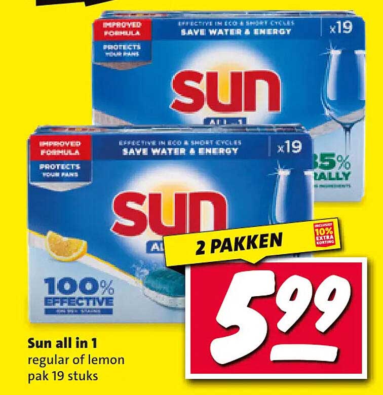 Sun all in 1 regular of lemon pak 19 stuks 2 PAKKEN