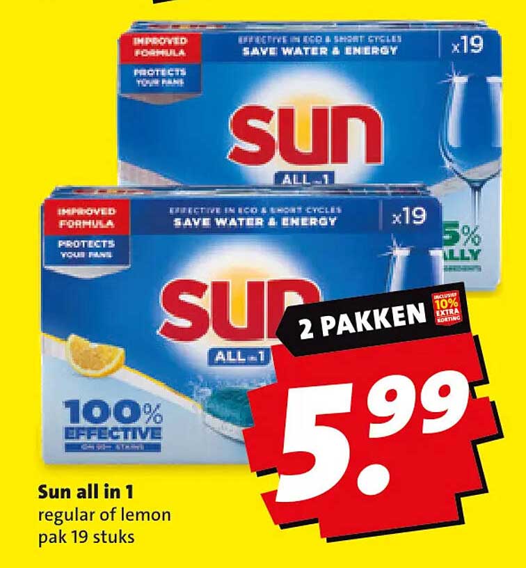 Sun all in 1 regular of lemon pak 19 stuks