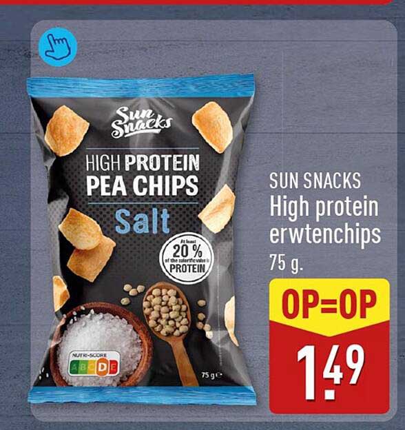 SUN SNACKS High protein erwtenchips 75 g OP=OP