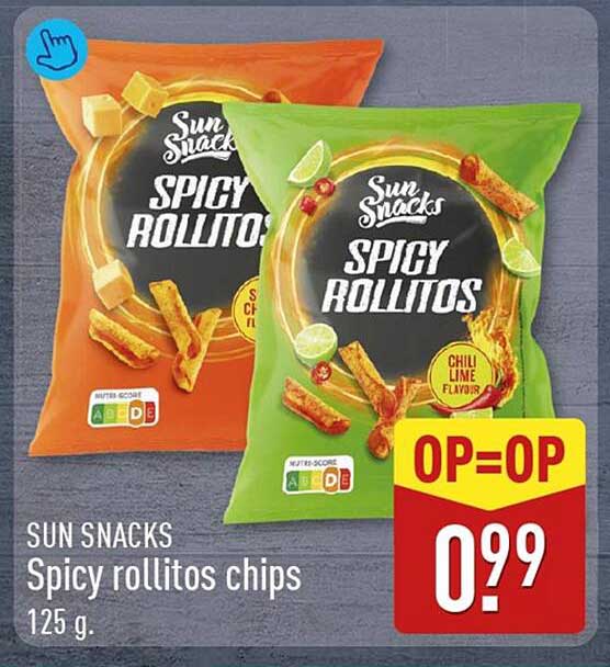 SUN SNACKS Spicy rollitos chips 125 g.