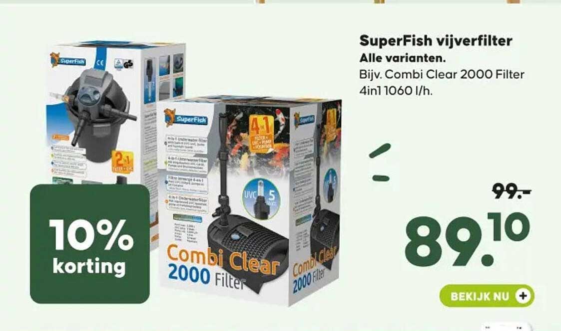 SuperFish vijverfilter Alle varianten. Bijv. Combi Clear 2000 Filter 4in1 1060 l/h.