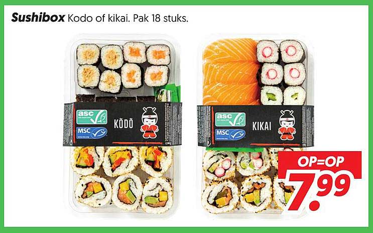 Sushibox Kodo of kikai. Pak 18 stuks.