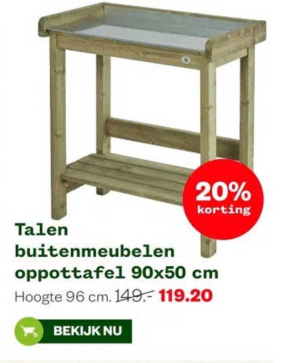 Talen buitenmeubelen oppottafel 90x50 cm 20% korting