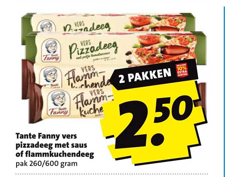 Tante Fanny vers pizzadeeg met saus of flammkuchendeeg 2 PAKKEN