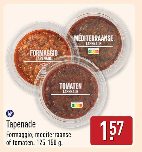 Tapenade Formaggio, mediterraanse of tomaten. 125-150 g.