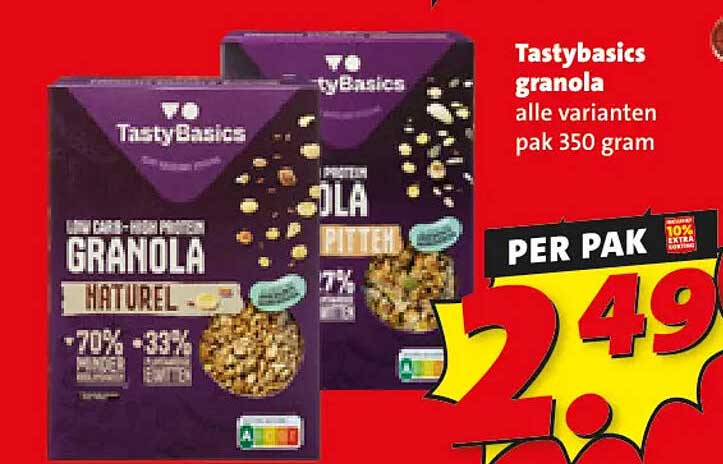 Tastybasics granola alle varianten pak 350 gram PER PAK