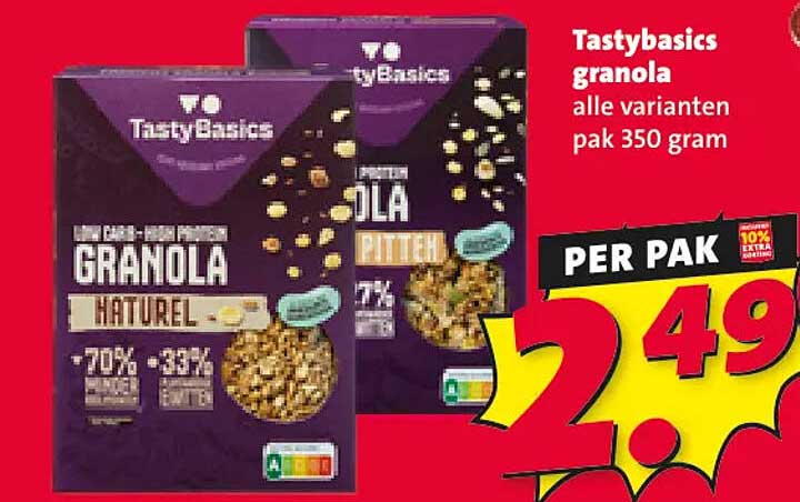 Tastybasics granola alle varianten pak 350 gram