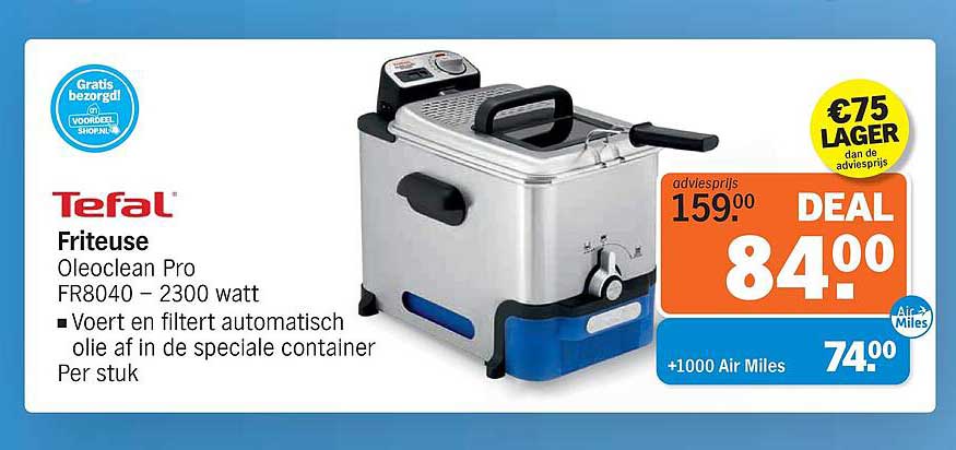 Tefal Friteuse OleoClean Pro FR8040 – 2300 watt