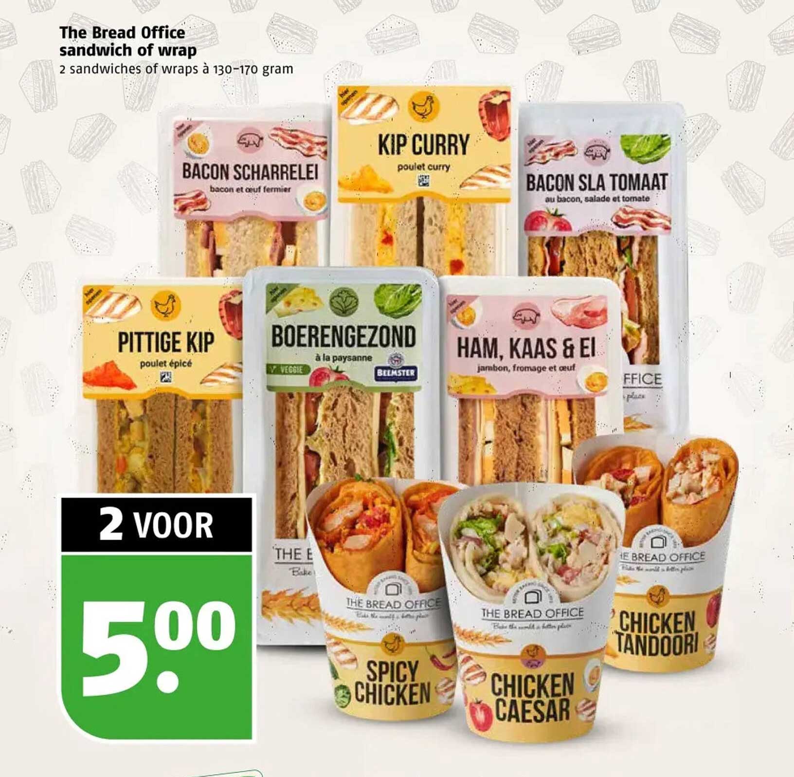 The Bread Office sandwich of wrap 2 sandwiches of wraps à 130–170 gram 2 voor