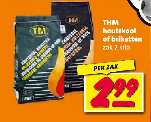 THM houtskool of briketten zak 2 kilo