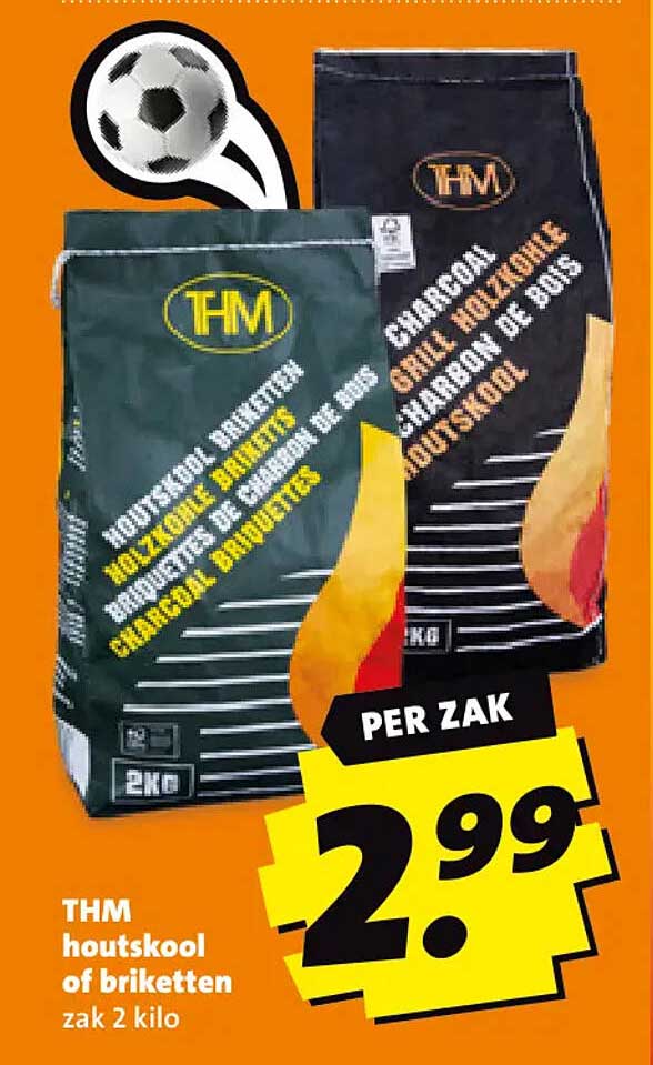 THM houtskool of briketten zak 2 kilo