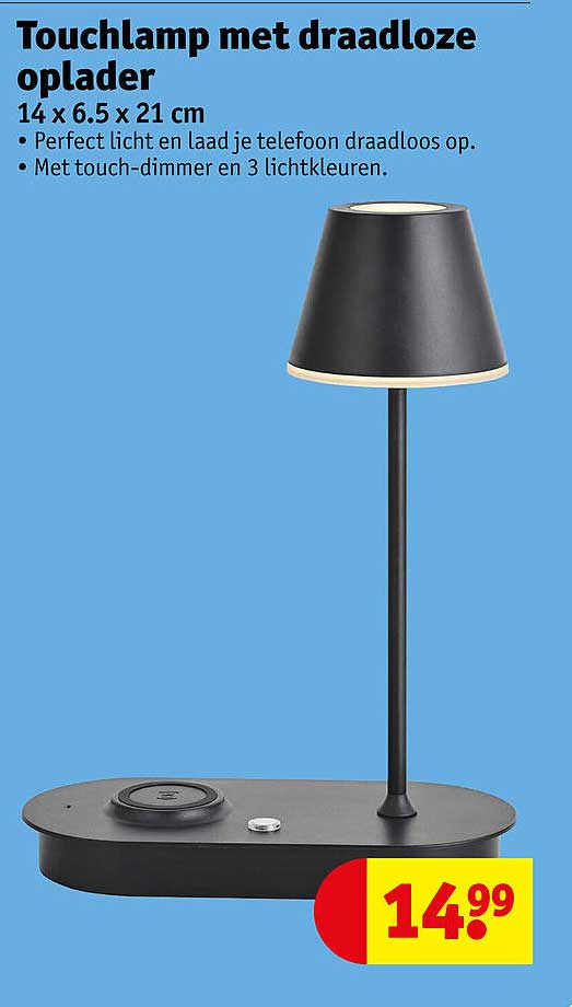 Touchlamp met draadloze oplader