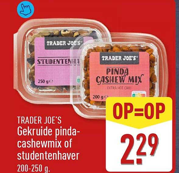 TRADER JOE'S Gekruide pinda-cashewmix of studentenhaver 200-250 g. OP=OP