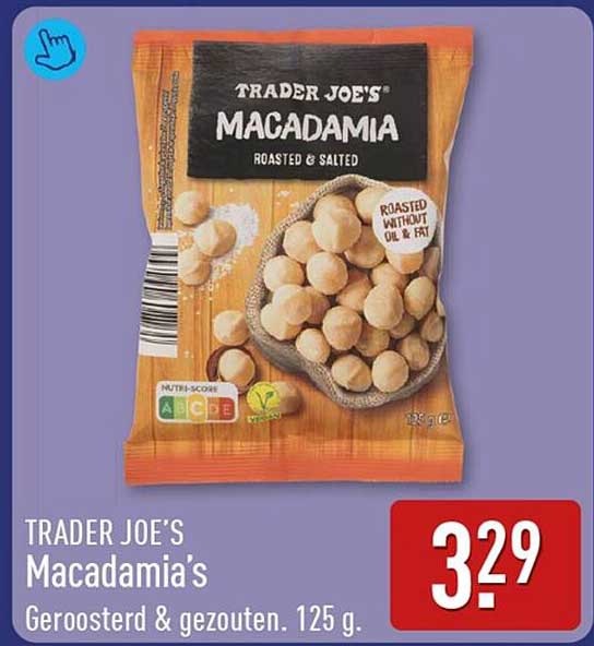 TRADER JOE'S Macadamia's Geroosterd & gezouten, 125 g.