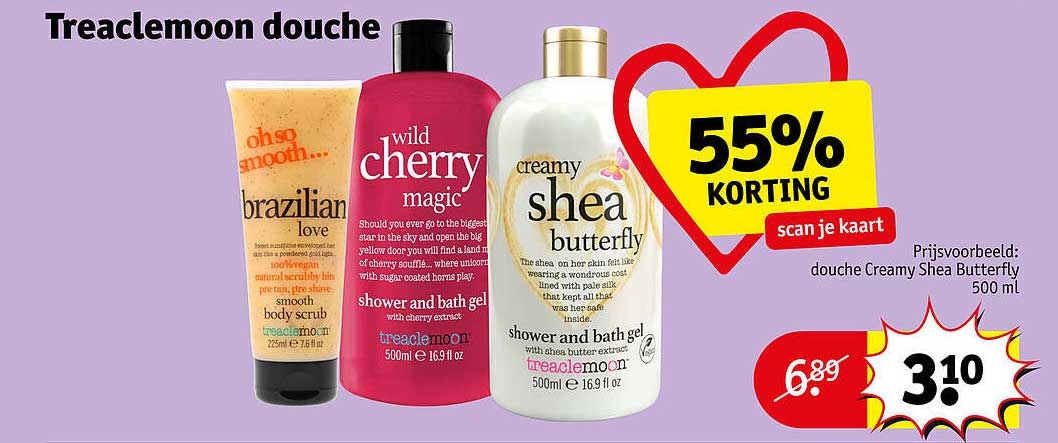 Treaclemoon douche 55% KORTING scan je kaart