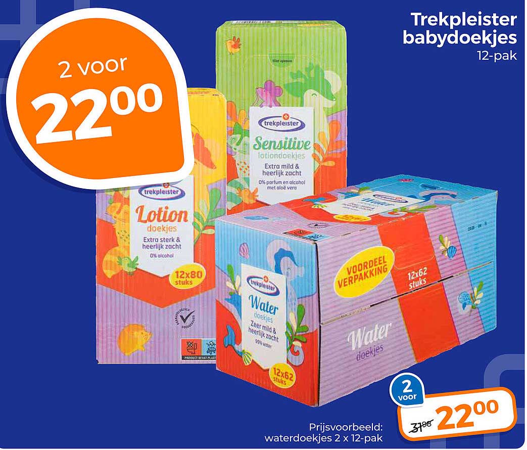 Trekpleister babydoekjes 12-pak 2 voor 22,00