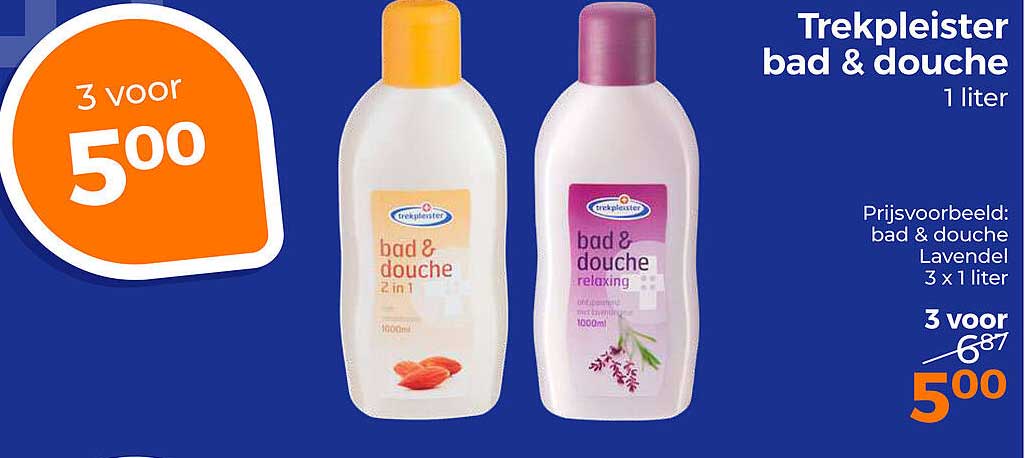 Trekpleister bad & douche 1 liter 3 voor 5.00